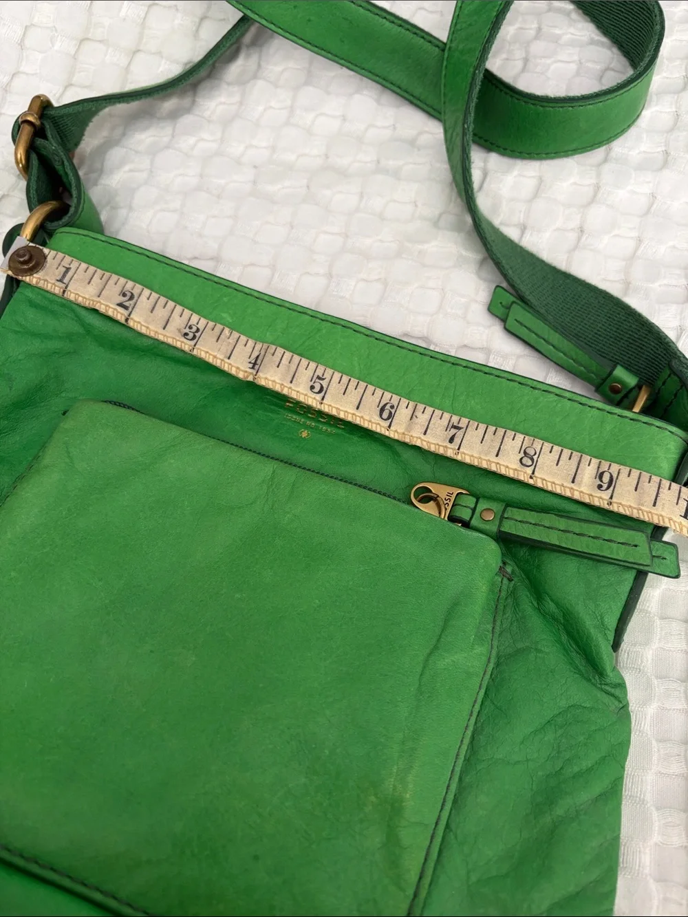 Fossil Green Leather Crossbody Bag